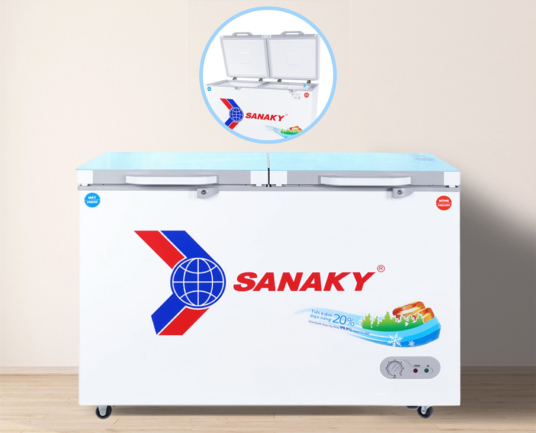 Tủ đông Sanaky 280 lít VH-4099W2KD có thiết kế 2 ngăn 2 cánh mở