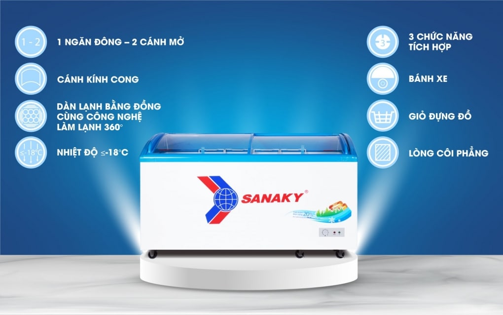 Một số tính năng nổi bật của tủ đông Sanaky VH 6899K cửa kính lùa dung tích 437 lít