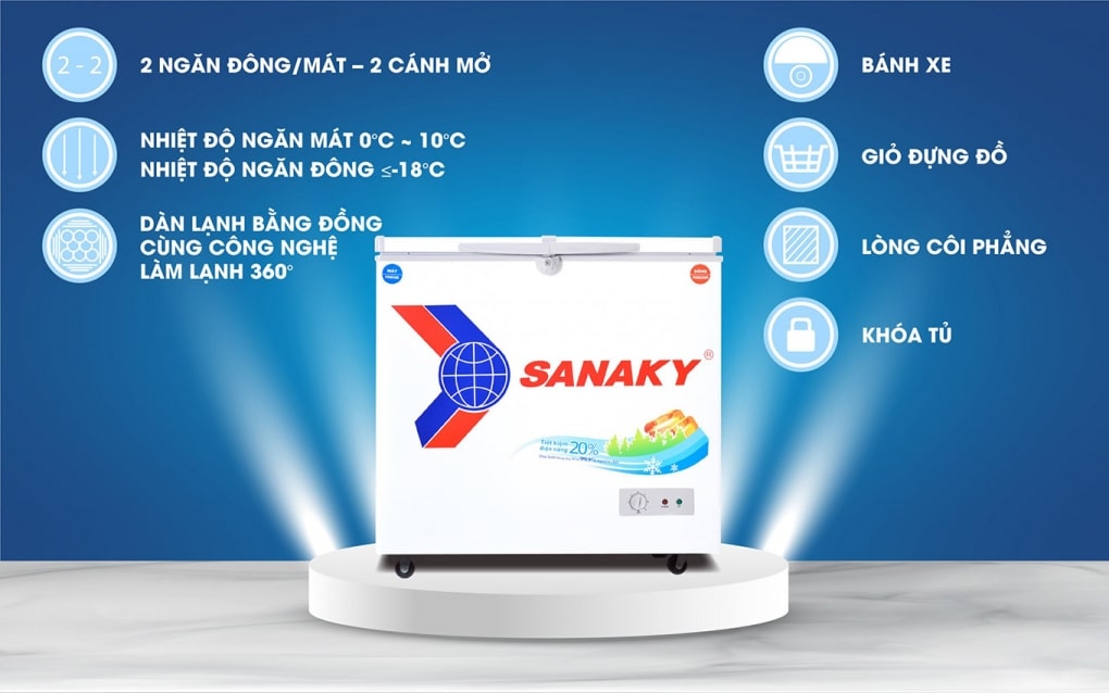 Một số tính năng nổi bật của tủ đông Sanaky 195 lít VH-2599W1