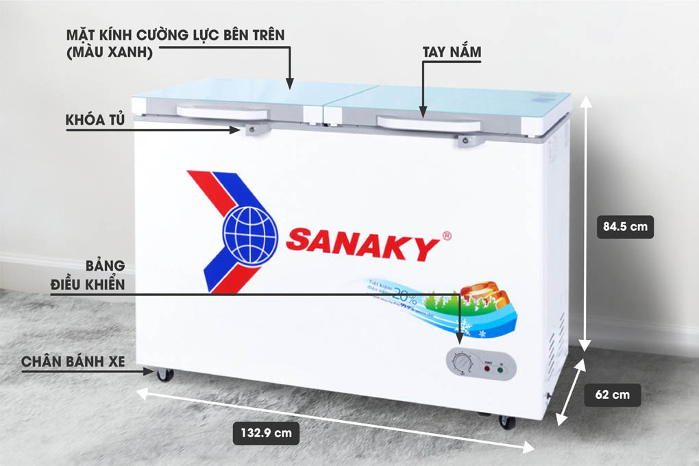 Mô tả chi tiết tính năng tủ đông Sanaky VH-4099A2KD 305 lít