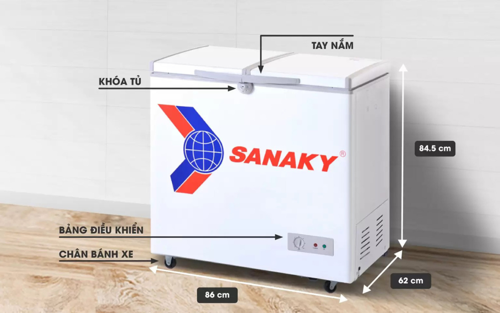 Mô tả thông số kỹ thuật của tủ đông Sanaky VH-225A2