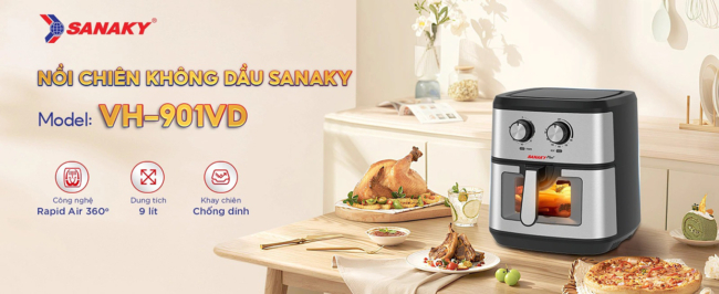 Nồi chiên không dầu Sanaky VH-901VD dung tích 9 lít thế hệ mới