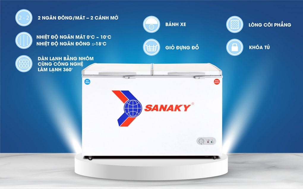 Một số tính năng nổi bật của tủ đông Sanaky VH 568W2 dung tích 365 lít