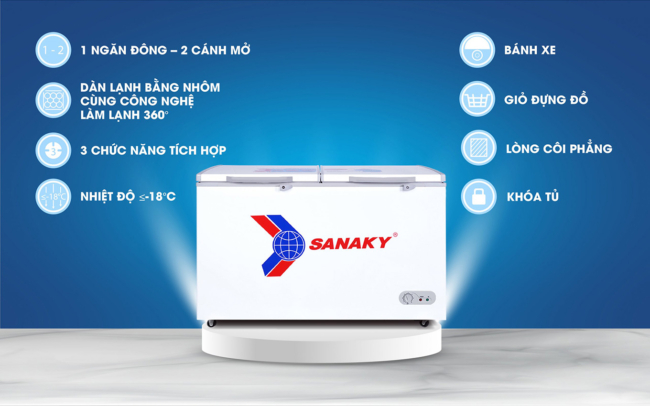 Các tính năng nổi bật của tủ đông Sanaky VH-568HY2