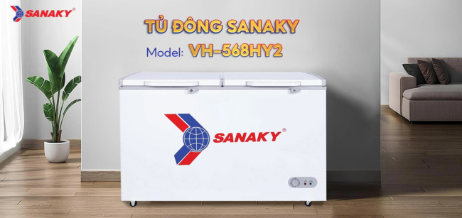 Hình demo không gian sử dụng tủ đông Sanaky 410 lít VH-568HY2