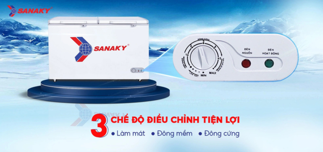 Tủ đông Sanaky VH-568HY2 có thiết kế 1 ngăn đông sử dụng được 3 chế độ