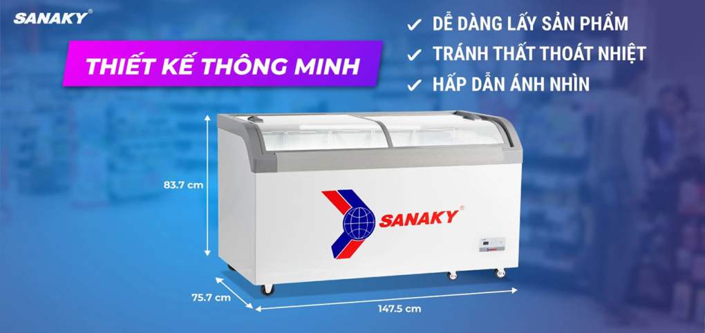 Tủ đông Sanaky VH-888KA thông số kích thước và tính năng kỹ thuật