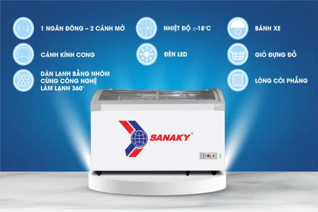 Tính năng nổi bật của tủ đông kính lùa Sanaky VH 382KB