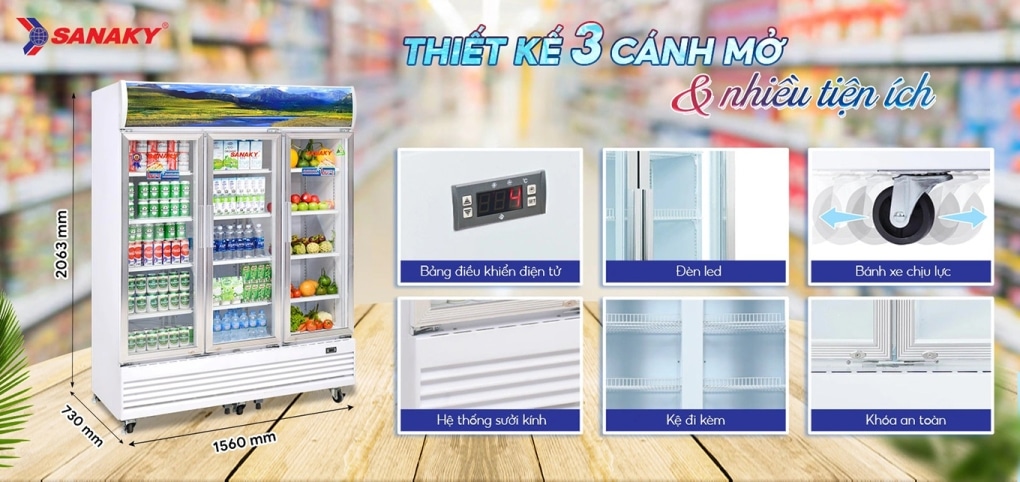 tu mat sanaky inverter 1400 lit vh 1520hp3 3 canh mo co nhieu tien ich di kem - Tủ mát Sanaky VH-1520HP3 1400 lít Inverter Các tiện ích nổi bật của tủ mát Sanaky inverter VH-1520HP3