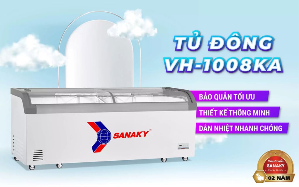 Tủ đông kính lùa Sanaky VH 1008KA công nghệ mới