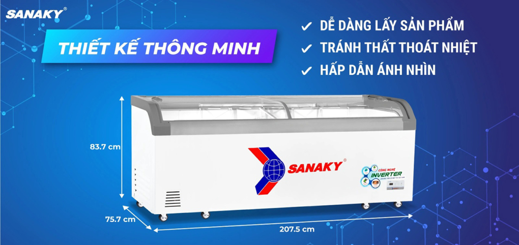 Tủ đông Sanaky inverter VH-1099K3A có thiết kế mới thông minh hiện đại