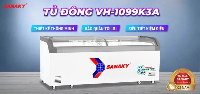 Tủ đông Sanaky inverter VH-1099K3A dung tích 750 lít công nghệ mới