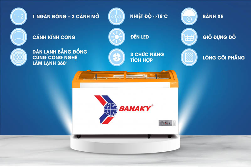 Một số tính năng nổi bật của tủ đông Sanaky VH-4899KB kính lùa cong