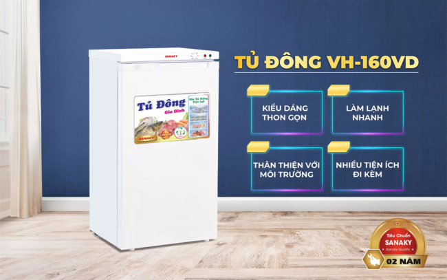 Các tính năng nổi bật của tủ đông đứng Sanaky VH-160VD có 4 hộc kéo