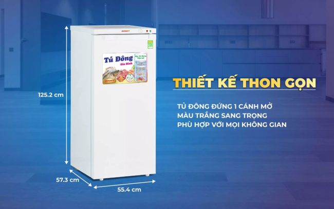 Thiết kế thon dọng của tủ đông đứng Sanaky VH-180VD