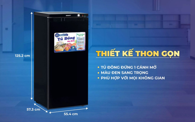 Thiết kế nhỏ gọn của tủ đông đứng inverter VH 180VD3