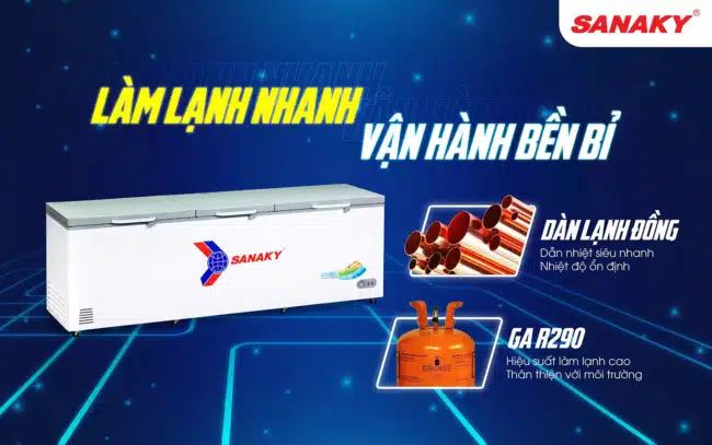 Làm lạnh nhanh, vận hành bền bỉ với hệ thống dàn lạnh đồng, sử dụng gas R290