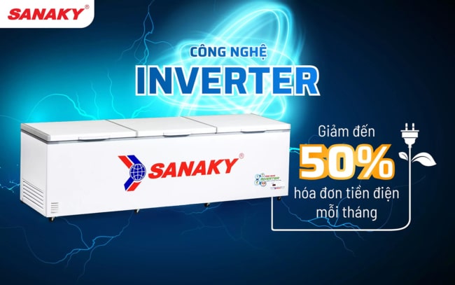 Tủ đông dung tích lớn Sanaky VH-1799HY3 có công nghệ inverter tiết kiệm điện