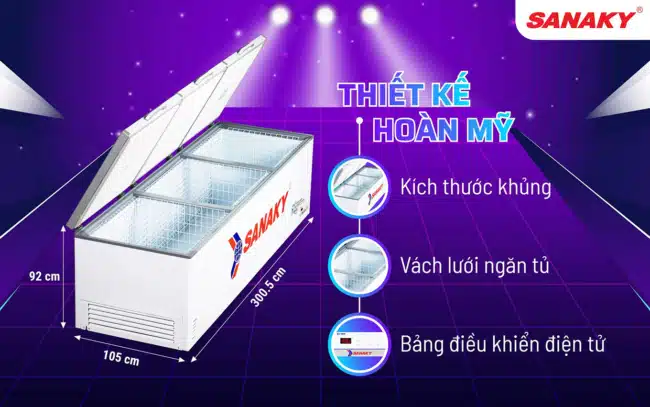 Thiết kế và tiền ích của tủ đông Sanaky VH 1799HY3