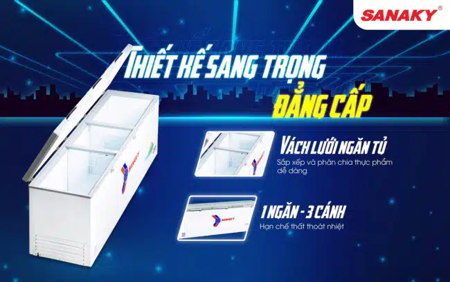 Thiết kế sang trọng đẳng cấp, có 2 vách lưới trong tủ