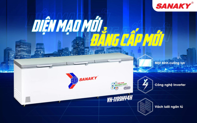 Tủ đông Sanaky VH-1199HY4K 900 lít inverter với một diện mạo hoàn toàn mới