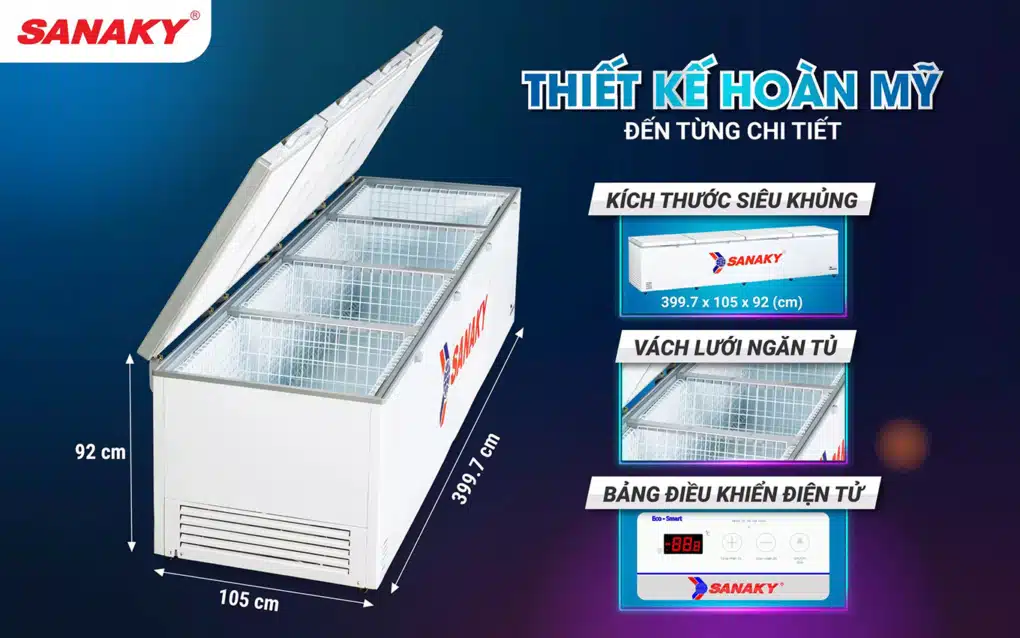 Tủ đông Sanaky VH-2399HY 2000 lít thông số chi tiết