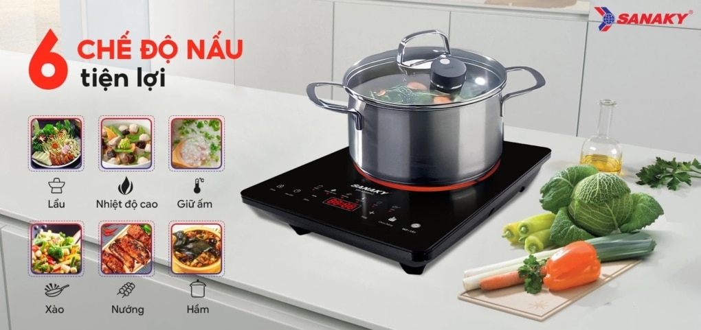 Bếp Hồng Ngoại Sanaky VH-6100HG với 6 chế độ nấu da dạng