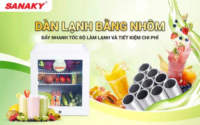 Tủ mát Mini Sanaky VH-60KL dàn lạnh ống nhôm làm lạnh nhanh hoạt động bền bỉ